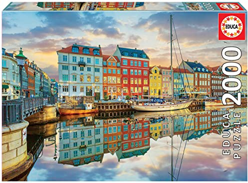 Educa - Puzzle 2000 Teile für Erwachsene | Sonnenuntergang im Kopenhagener Hafen, 2000 Teile Puzzle für Erwachsene und Kinder ab 14 Jahren, Dänemark, Skandinavien (19278)