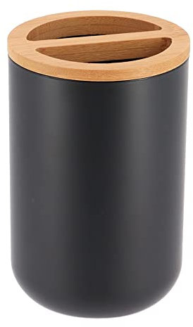 TENDANCE Porte Brosse à Dents Noir avec Couvercle Bambou