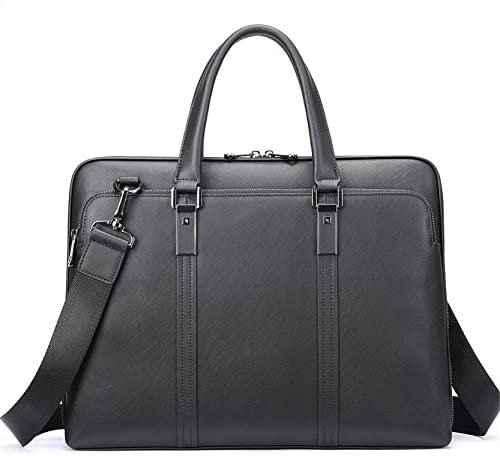 Herren Laptoptasche Arbeitstasche Handtasche, Herren Echtes Leder Aktentasche Classic Business Bag 13,3 Zoll Laptop Satchel Schulter Messenger Bag Computer Handtasche for Arbeit Laptop Businesstasche