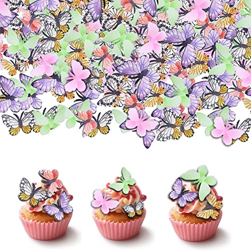 72Pcs Essbare Schmetterlings-Kuchen-Deckel,Tortendeko geburtstagstorte dekoration,Cupcake Dekoration,Oblatenpapier-Schmetterlings-Kuchen-Dekorationen für Hochzeit Geburtstag Babyparty Partyzubehör