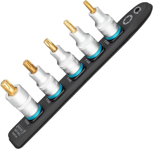 HAZET SmartRail, Flexible Kunststoff-Steckleiste 992T-SR/5, TIN beschichtet | Antrieb 1/2 Zoll (12,5 mm) Vierkant hohl, Abtrieb Innen TORX Profil, TIN beschichtet, Länge 245 mm, Breite 37.4 mm, 640 g