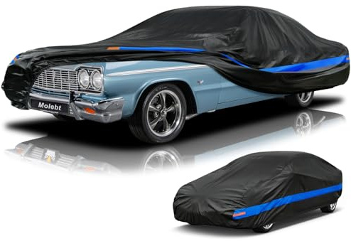 Molebt Car Cover Waterproof All Weather for Automobiles, Universal Fit Genesis G90, Ford Crown Victoria/Galaxie, Buick Roadmaster, Chevrolet Caprice etc, Suitable for Sedan Length up to 218 Inch.