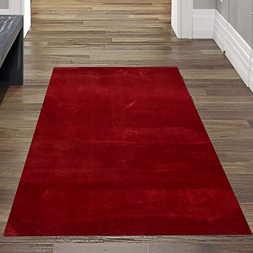 Teppich-Traum Alfombra Shaggy Alfombra Shaggy Alfombra Shaggy Flokati en Rojo, 60x110 cm