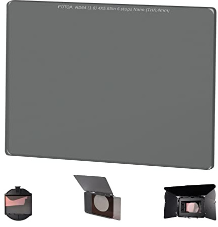 Foto4easy 4 x 5,65 ND-Filter, 4 mm dick, quadratisch, optisches Glas, Neutraldichtefilter für 10,2 x 14,6 cm matte Box und Filterschale, ND64 (1,8) 6 Blendenstufen