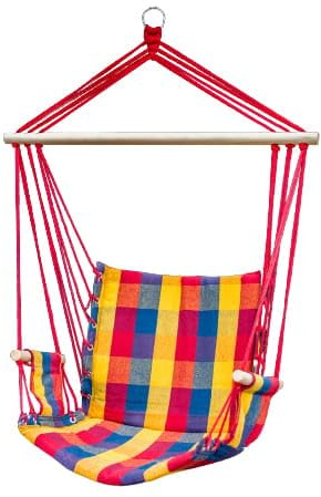 ZOLTA Hängmatta 60 x 100 cm – inomhus och utomhus – hängande gungstol med armstöd – trädgårdstillbehör – hängande gungstol – hängmatta – hammock för barn och vuxna – rutiga 3 färger