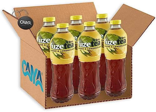6X Fuzetea Té Nero al Gusto Limone e Lemongrass 1,25L - Drink Summer 2023 [CAIYA® BOX da 6 Confezioni]