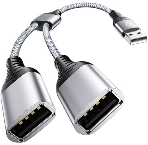 ANDTOBO USB Splitter, USB 2.0 A Macho a USB Dual Hembra Jack Y Splitter Hub Cable de Alimentación Cable Adaptador de Extensión para Ordenador Teléfono Móvil Impresora Teclado Ratón Etc.