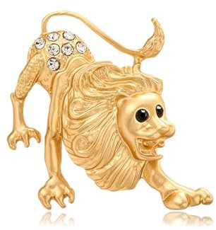 JINZIJINYU Vintage Legierung Strass Brosche Diamant Kristall Sternzeichen Brosche Für Damen Strass Tiernadel Kleidungsschnalle Kleidungszubehör Löwe