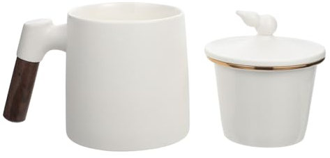 VINTORKY 1satz Keramischer Teebecher Mit Holzgriff Für Lose Teeblätter -frei Elegantes Design Für Zuhause Büro Und Restaurant Für Teeliebhaber Und