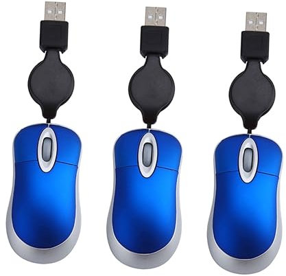HOMSFOU 3 unids ratón portátil mini ordenador portátil ratón de la computadora cuaderno de bolsillo ratón con cable mini-ratón USB arco ratón ordenador portátil cable retráctil Opera