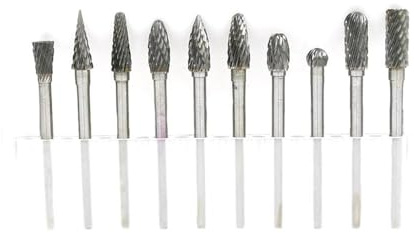 Lot de 10 fraises en carbure de tungstène - Tige de 3 mm - Fraises rotatives - Pour outil rotatif - Diamètre de la tête de coupe : 4 mm