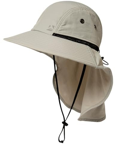 TOP-EX XL/XXL UPF 50 Sonnenhut Herren Breite Krempe Sonnenschutz Mütze Wasserdicht Outdoor Trekking Hut mit Nackenschutz Safari Sommer Mütze Faltbar Grau M/L