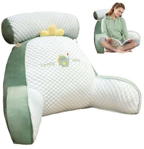 Cuscino per schienale con braccioli e cuscino cervicale rimovibile, cuscino da lettura per letto, cuscino da lettura, cuscino per libri con rivestimento lavabile, cuscino multifunzione per leggere e