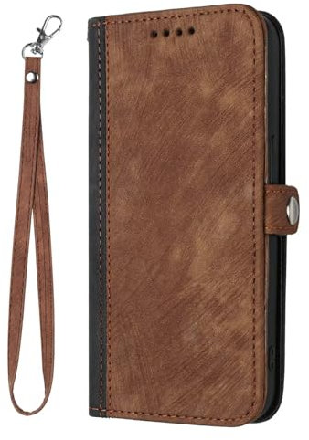 HAONANDE Funda Flip para Motorola Moto E40 / E30, Carcasa Libro con Tapa de Cuero Folio Magnética con Ranura para Tarjeta, Soporte, Antigolpes Protectora,Billetera Case Café