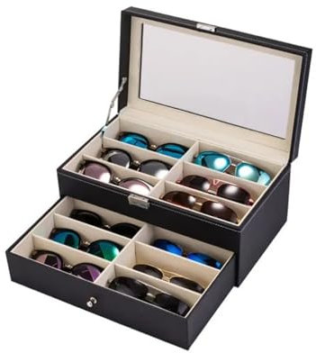 MNBFC Brillenbox Brillenetui aus PU-Leder, großes Fassungsvermögen, for Sonnenbrillen, Herren, Sonnenbrillen, Damen, Schmuck-Display-Box, Uhren-Aufbewahrungsbox Brillenkoffer
