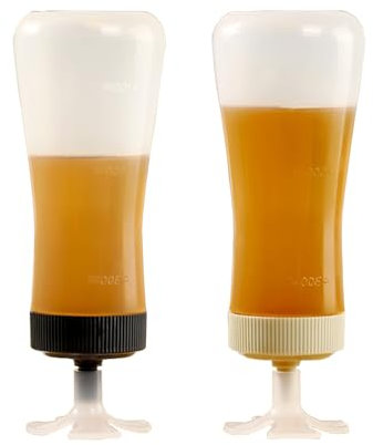 LVYUDS Umgekehrt Sirup Spender mit Abgestuft Etiketten 350ml Honigspender Ohne Tropfen Lagerung Konfitüre Salat Dressing Ketchup Siegel Honigglas Imbissstand(Mixed colour-2pcs)