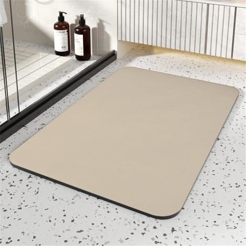Alfombra de piso de diatomita absorbente de agua, alfombras de baño, alfombrilla de piso de piedra de diatomita, lavable, antideslizante, almohadilla de secado rápido, 60 x 40 cm (caqui)