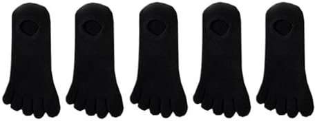 Calzini A Cinque Dita 5 paia di calzini estivi con punta invisibile donna ragazza cotone sottile solido morbido bocca poco profonda traspirante No Show calzini a 5 dita per uso quotidiano(Black)