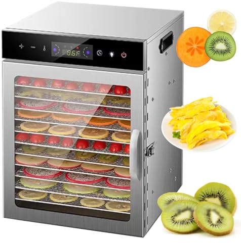 Déshydrateurs Alimentaires en Acier Inoxydable, 8/12 Plateaux, pour congeler des légumes séchés et des friandises pour Animaux - Minuterie 24 h et contrôle de la température de 30