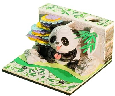 Calendario 3D 2025 - Escultura De Papel Con Diseño De Panda, Modelo De Nota Creativa 2026, Decoración De Escritorio Con Notas Adhesivas Rasgadas A Mano | Adorable Regalo De Papelería Para La Na