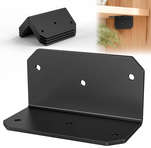 Mixizigoz 4 Inch Black L Bracket for Wood - Heavy Duty 90° Angle L Corner Brackets, 4 x 2x 2 Metal Iron Corner Braces for Wood Fence, Garden Beds, Shelves & Furniture Frame Repair (Black-4 Pcs)
