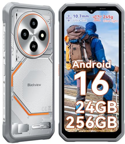 Blackview FORT 2 Outdoor Handy Ohne Vertrag Android 15, Outdoor Smartphone 245g/10.7mm Ultra-thin, 24GB+256GB/2TB Baustellenhandy, MTK G81, 6.56 90Hz, 450nits, 16MP AI Camera, IP69K/OTG/NFC/Gemini AI