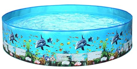 CJFBDFC plaskdamm icke-uppblåsbar vikbar stor simbassäng, tjockt mellanskikt rund barnboll för inomhus utomhus sommar vattenlek 152 x 25 cm
