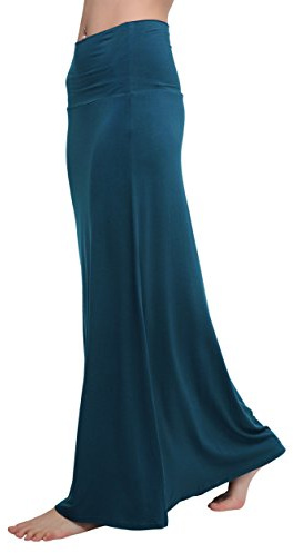 Urban GoCo Donna Gonna Aderente Elasticizzata a Vita Alta Bodycon Yoga Gonna Maxi Lunga a Campana (L, Blu acciaio)
