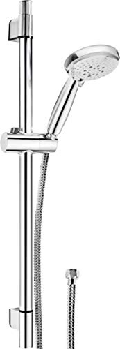 Cornat Brausegarnitur Comiso – Handbrause 100 mm | 5 Strahlarten: Normal-, Soft- und Massagestrahl – Anti-Kalk und Wasserspareinsatz – 150 cm Brauseschlauch – 60 cm Wandstange
