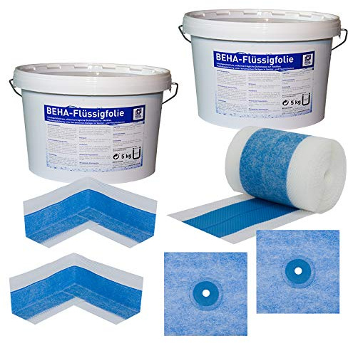 BEHA bluetec Dichtset Flüssigfolie Dichtband Tiefengrund Abdichtung für Feuchträume Bad Dusche Küche usw.