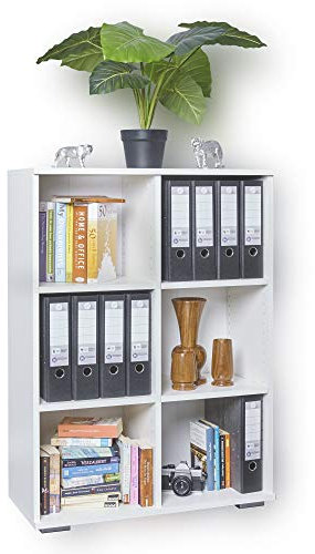 mutatio Regal Weiß Bücherregal Ordnerregal 80,2 cm x 109,5 cm x 35 cm Aktenregal Stabil Für Ordner Aufbewahrungsregal Büromöbel Holzregal Klein Raumteiler Meerzweckregal Standregal