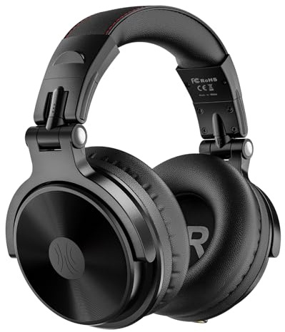 OneOdio Bluetooth Over Ear Headphones, 110 Hrs Wireless/Wired Stereo Sound Foldable Headsets with Deep Bass 50mm Neodymium Drivers for PC/Computer/Podcast- Studio Wireless Pro C, Black