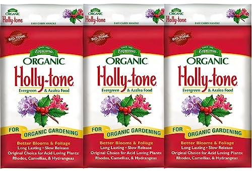 Espoma Organic Holly-tone 4-3-4 Natural & Organic Evergreen & Azalea Plant Food; 18 lb. Bag; The Original & Best Fertilizer for all Acid Loving Plants including Rhododendrons & Hydrangeas. Pack of 3