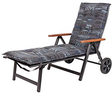 KETTtex 0575 Auflage Rollliegen Florence anthrazit mit Schrift Sitzpolster 192x60x8 cm (ohne Liege)