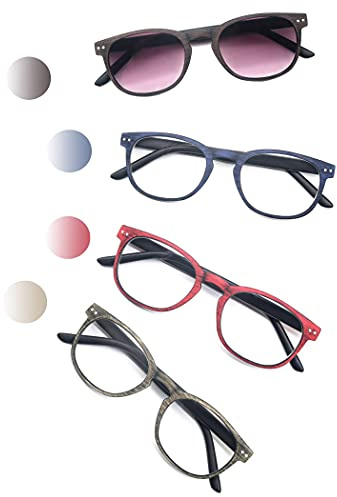 HEEYYOK Un Paquet de 4 Lunettes de Lecture pour Homme et Femme,Lunettes Loupe Leger Durable,Branches a Ressort Confortable,De Couleurs melangees (+0.75, 4 courleurs melangees)