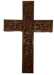 IBLAY Wall Mounted Wall Hanging Wooden Christ Cross Crucifix Catholic Rosewood Crucifix for Home, Church and Chapel Decoration (Style-1) (7.5 X 5)
