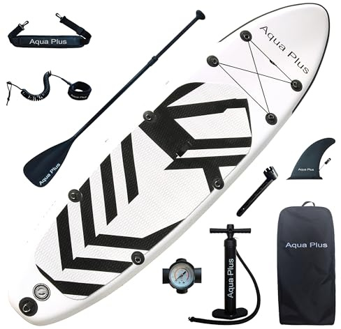 Aqua Plus 6inches Thick Inflatable SUP for All Skill Levels Stand Up Paddle Board,Paddle,Pump,ISUP Travel Backpack, Leash,Shoulder Strap,Youth,Adult Inflatable Paddle Board