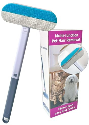 Pet Hair Remover for Furniture, Reusable 17-Inch Multifunctional Cat and Dog Hair Removal Tool, Extra Long Handle, Gentle on Couch, Carpet, Clothes, Bedding, Tile, Car Seats