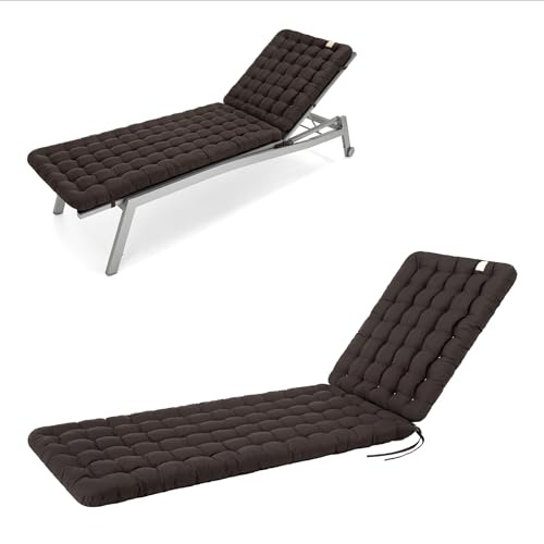 HAVE A SEAT Living - Sonnenliege Auflage Luxury | 200x60 cm - Bequeme Gartenliege Auflage, 8 cm Dick - Waschbar bis 95°C, Orthopädisch, Wetterfest - Made in Germany (200x60 cm, Braun)