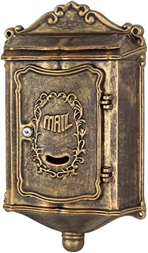 Briefkasten, wandmontierter Briefkasten, klassischer Retro-Stil, mit Schloss, Sicherheits-Briefkasten, großes Fassungsvermögen, Dropbox for Zuhause, Villen, Heimdekoration ( Color : Bronze Color )