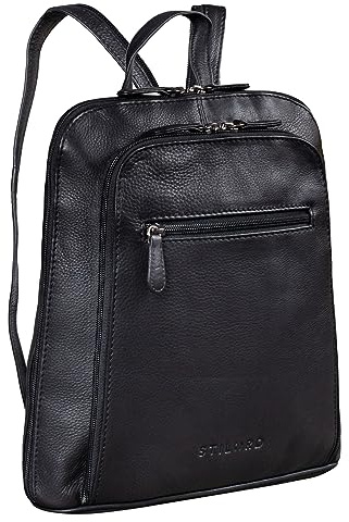 STILORD Damen-Rucksack aus Leder schwarz - Vintage Tagesrucksack - Frauen-Rucksack - Kleiner Echtleder-Rucksack - Handtasche May