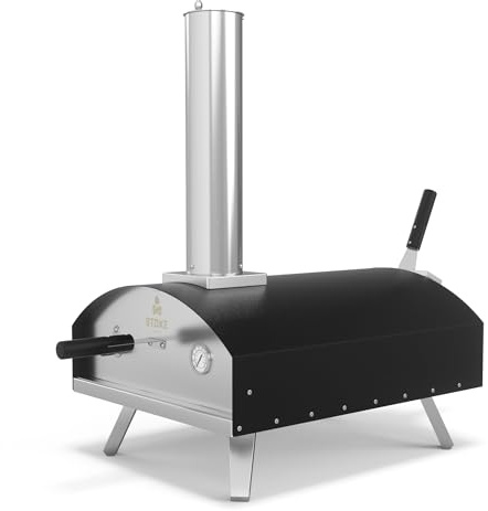 Stoke Outdoor Pizza Oven, Portable Stainless Steel Pizza Grill, Multi-Fuel Wood Fired and Gas Pizza Ovens – Outdoor Cooking Pizza Maker, Pizza Oven For Authentic Stone Baked Pizzas - Black 13inches