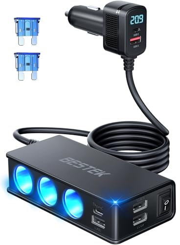 BESTEK 148W 9 in 1 Cigarette Lighter Splitter with PD30W & QC3.0