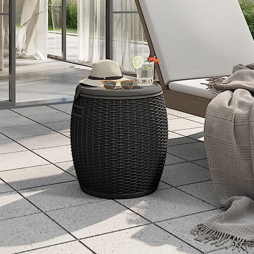prissent 4-in-1 Gartenbox Schwarz Polypropylen 42,5x42,5x44 cm Garten Outdoor Storage Boxes Auflagenbox Klein Wohnzimmer