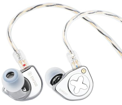 LINSOUL SIMGOT EW300 1DD+1Planar+1PZT Hybrid Treiber In Ear Monitor, Kabelgebundene Ohrhörer IEM, Gaming-Kopfhörer mit abnehmbaren Düsen, versilbertes OFC IEM-Kabel für Audiophile Musiker (EW300)