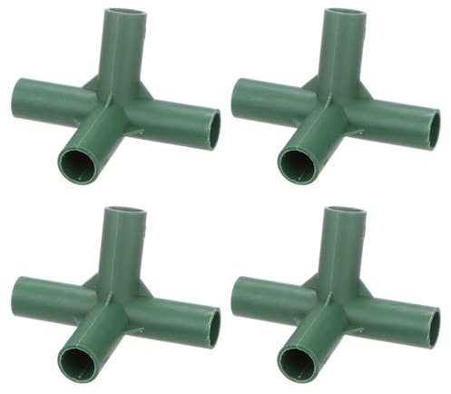 M METERXITY 12 Pcs 16mm Greenhouse Frame Building Connectors, 4 Way Obtuse Pipe Fitting for Grape Trellis/Sunscreen Shed/Gardening Plant Stakes, Greenhouse Accessories [Green]