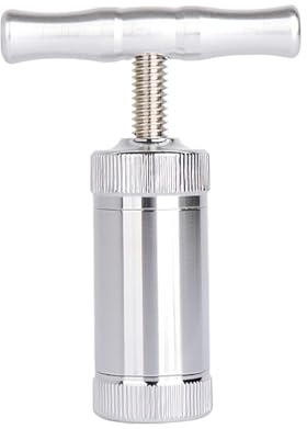 Prensa de Polen Tipo T, Grinder de Metal Molinillos de Especias, Extraíble Mango Único Prensa de Polen Aleación para Hierbas, Especias, Ajo, Pimienta, Sal - Plateado