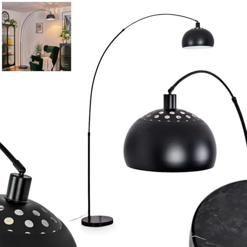 HOFSTEIN Stehleuchte Baloca, Stehlampe aus Metall in Schwarz/Weiß mit Marmorfuß, verstellbare Leuchte im Retro/Vintage-Design, mit Lichteffekt u. Fußschalter, E27, Wohnzimmer, Schlafzimmer, Büro