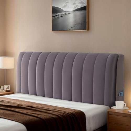 HORLSKI Stretch-Bett Kopfteil Bezug Aus Samt Mit 180 Dicker Einfarbiger Staubdichter Bettkopf Schutzbezug Für Schlafzimmerdekoration Einzelbett Doppelbett King Queen,G,200cm