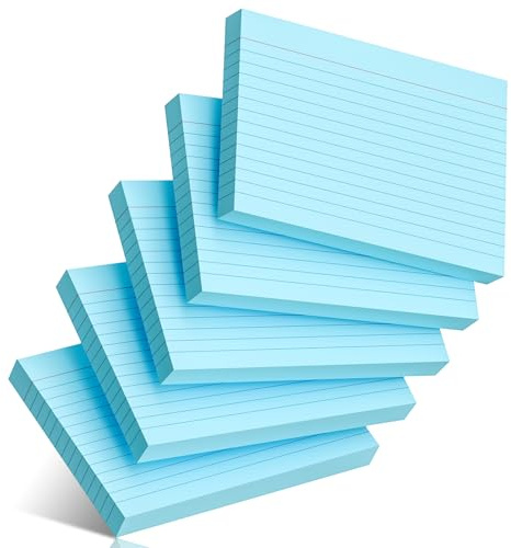 200 Pcs Index Cards 4 x 6 Inch Ruled Blue Index Cards, College Ruled Flash Cards for School, College, Office and Home Organization, Durable Study To Do List Note Cards with Ruled Lines, 5 Pack of 40
